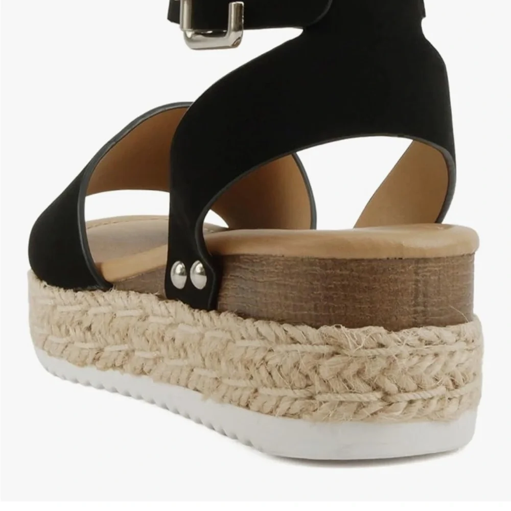 Size 7 Black Espadrille Platform Sandals - Picture 3 of 10